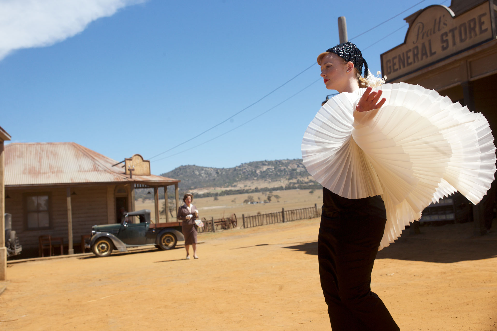 A performer in a film landscape